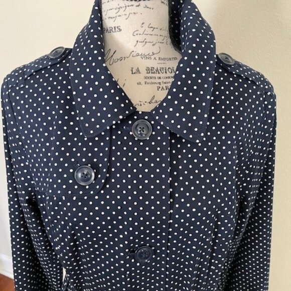 London Fog Polka Dot Single Breasted Trench Coat - Picture 4 of 13